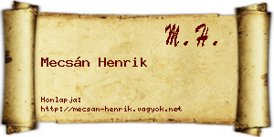 Mecsán Henrik névjegykártya